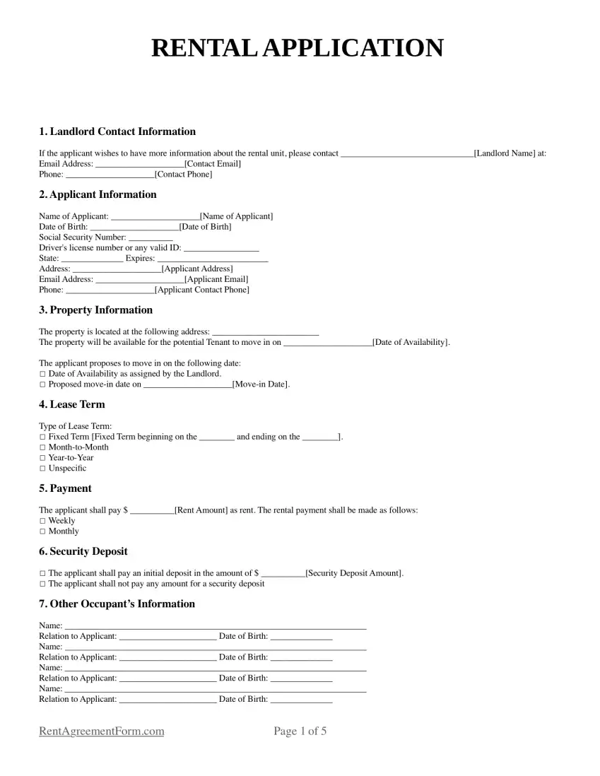 Free Rental Application Forms And Templates Pdf And Word 9112